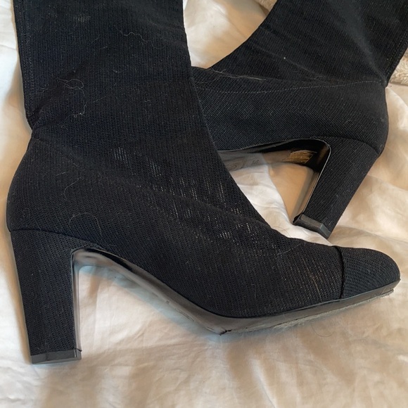 cheap outlet store sale 2nd Authentic Black Chanel logo heeled boots